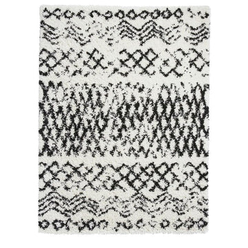 Scandi Berber G271 Modern Moroccan Berber Soft Plush Boho Shaggy White/Black Rug-Think Rugs-Rug Love - The Most Loved Rug Store